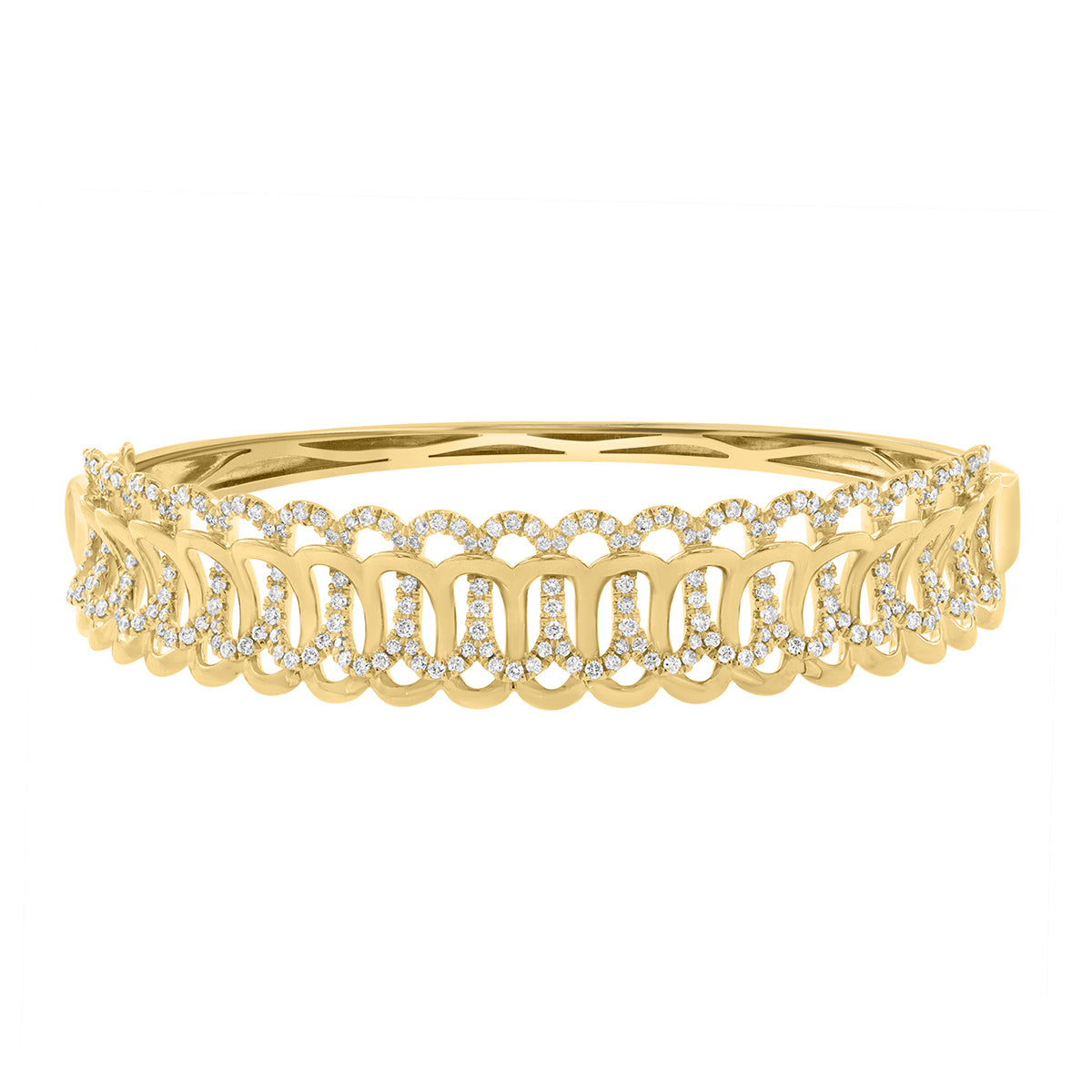14K yellow gold 1-1/2 ct. diamond braided hinge Effy bangle bracelet