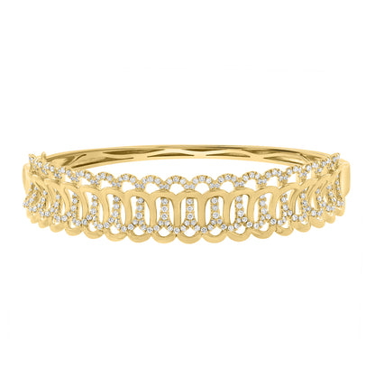 14K yellow gold 1-1/2 ct. diamond braided hinge Effy bangle bracelet