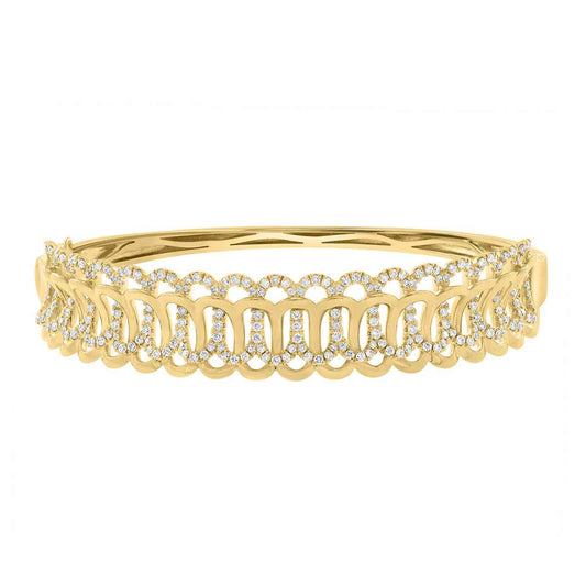 Effy 1-1/2 ct. tw. Diamond Braided Hinge Bangle Bracelet in 14K Yellow Gold