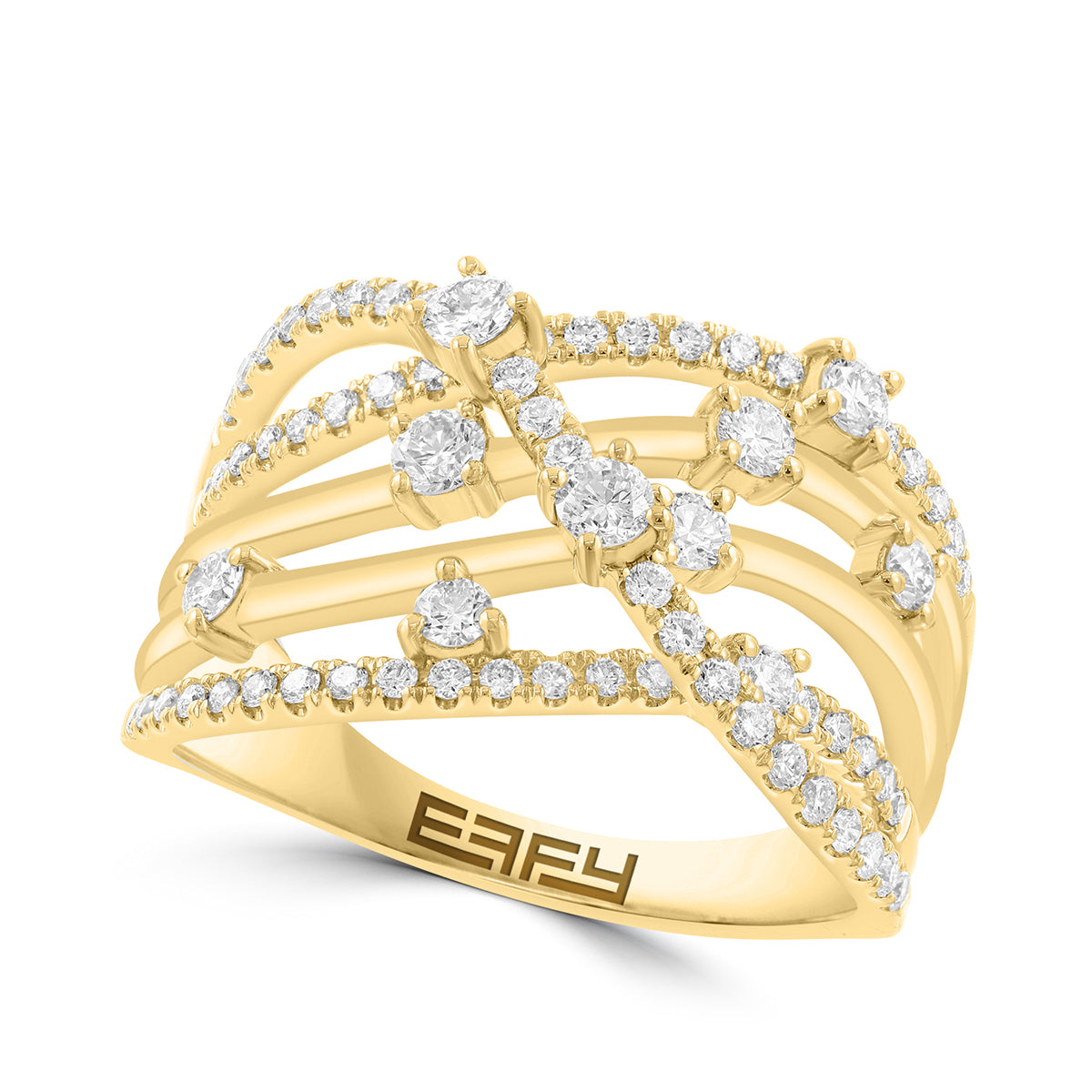 14K yellow gold 3/4 ct. diamond Effy crossover ring