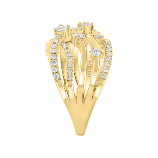 14K yellow gold 3/4 ct. diamond Effy crossover ring