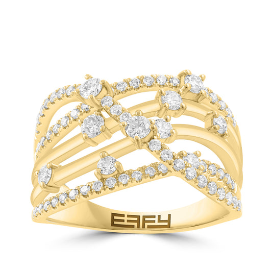 14K yellow gold 3/4 ct. diamond Effy crossover ring