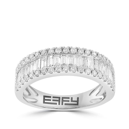 14K white gold 9/10 ct. baguette and round diamond Effy ring
