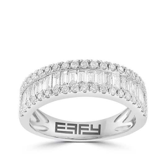 14K white gold 9/10 ct. baguette and round diamond Effy ring
