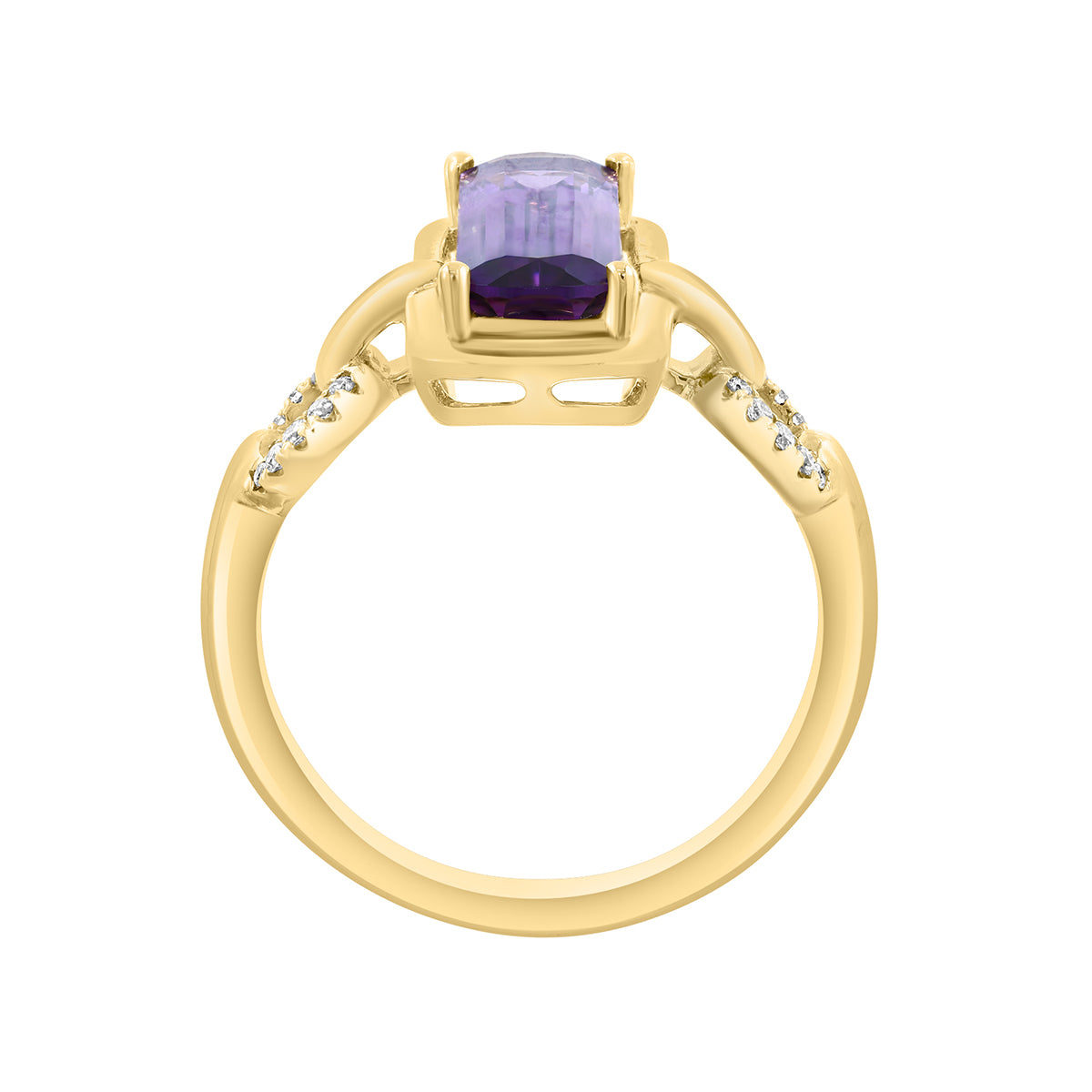 emerald cut amethyst 1/10 ct. diamond Effy ring in 14K yellow gold alt 2