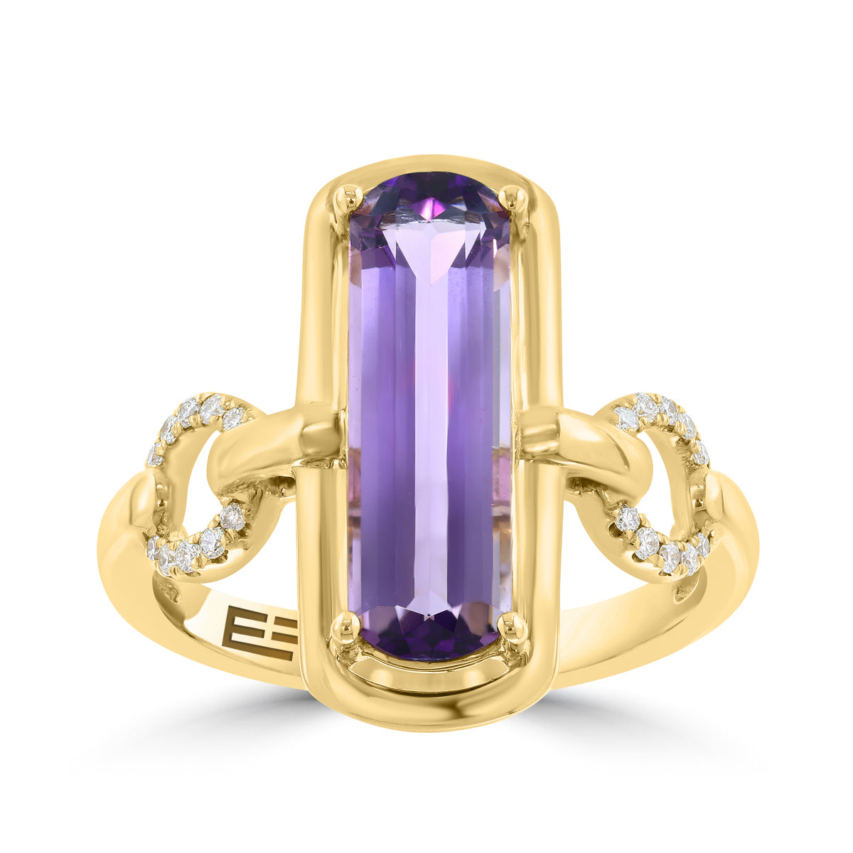 emerald cut amethyst 1/10 ct. diamond Effy ring in 14K yellow gold