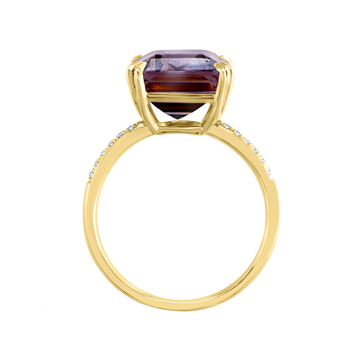 emerald cut ametrine diamond accent Effy ring in 14K yellow gold alt 2