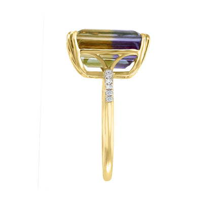 emerald cut ametrine diamond accent Effy ring in 14K yellow gold alt 3