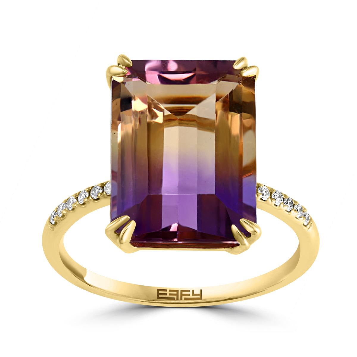 emerald cut ametrine diamond accent Effy ring in 14K yellow gold