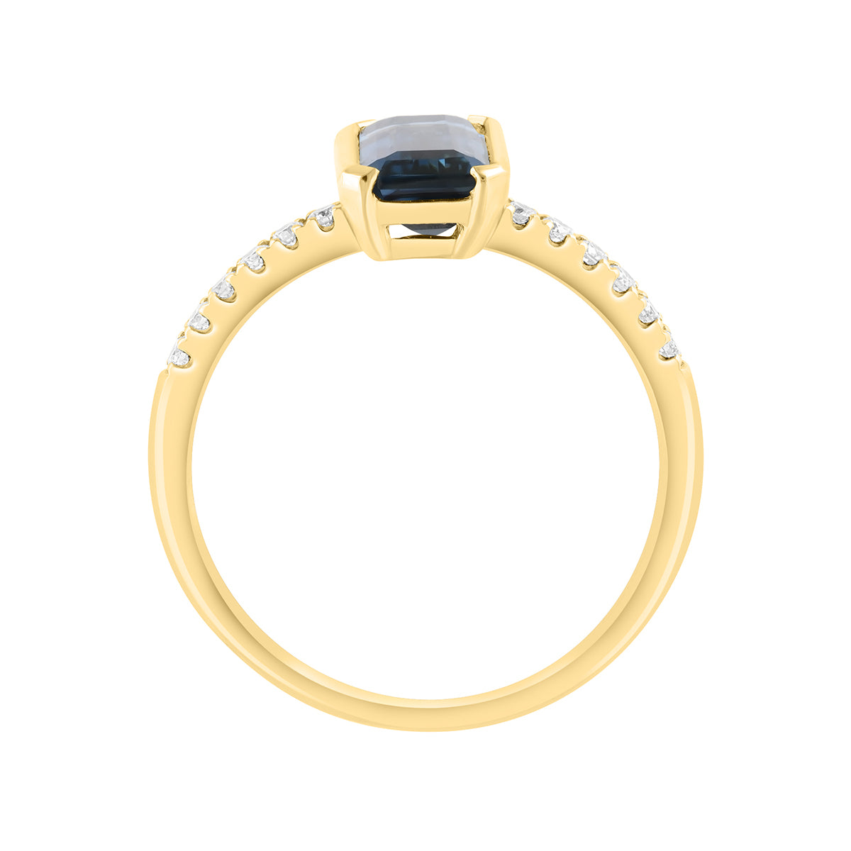 emerald cut London blue topaz 1/8 ct. diamond Effy ring in 14K yellow gold alt 2