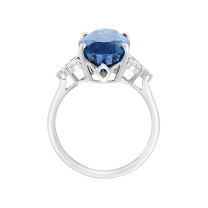 14K white gold oval London blue topaz and 1/3 ct. tw. diamond EFFY ring