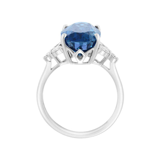 14K white gold oval London blue topaz and 1/3 ct. tw. diamond EFFY ring