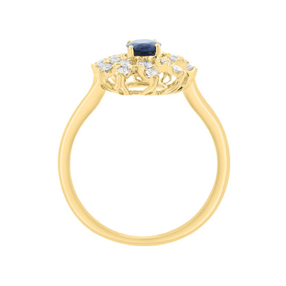 14K yellow gold oval sapphire and 1/4 ct. tw. diamond sun EFFY ring