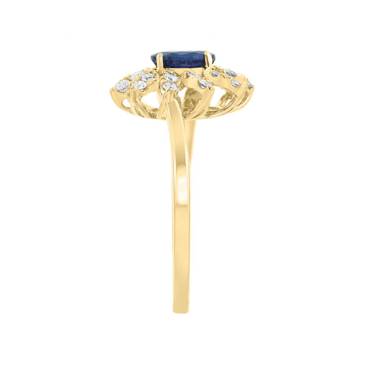 14K yellow gold oval sapphire and 1/4 ct. tw. diamond sun EFFY ring