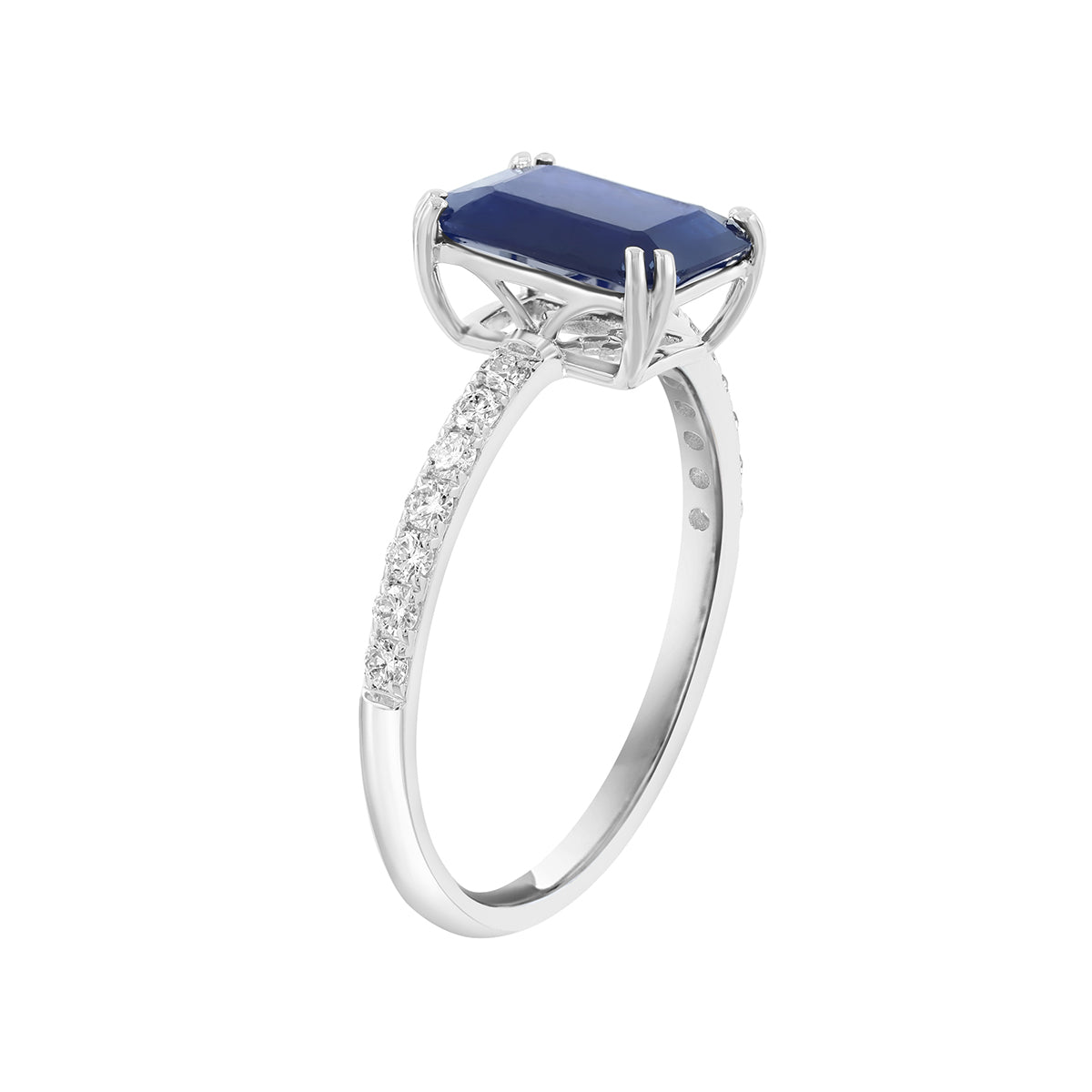 14K white gold emerald cut sapphire and 1/5 ct. tw. diamond EFFY ring