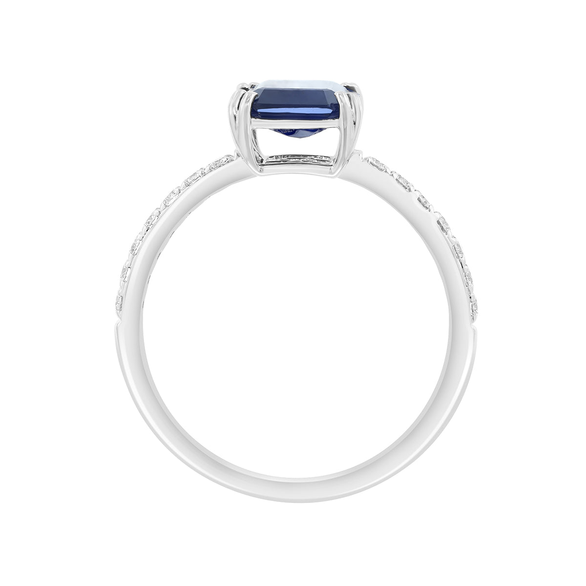 14K white gold emerald cut sapphire and 1/5 ct. tw. diamond EFFY ring