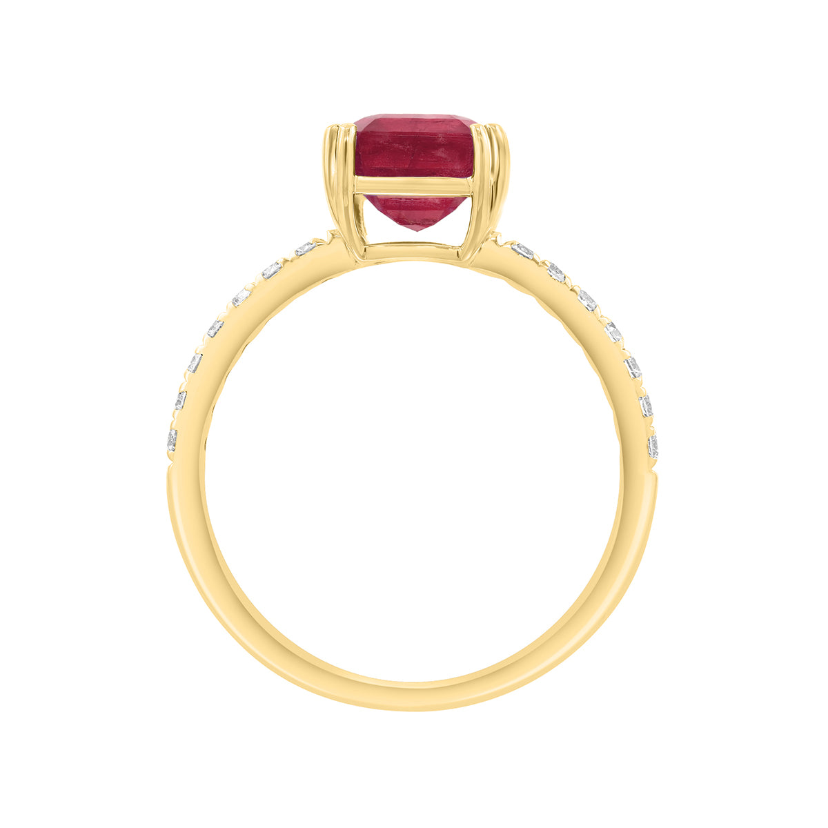 created emerald cut ruby 1/5 ct. diamond Effy ring in 14K yellow gold alt 2