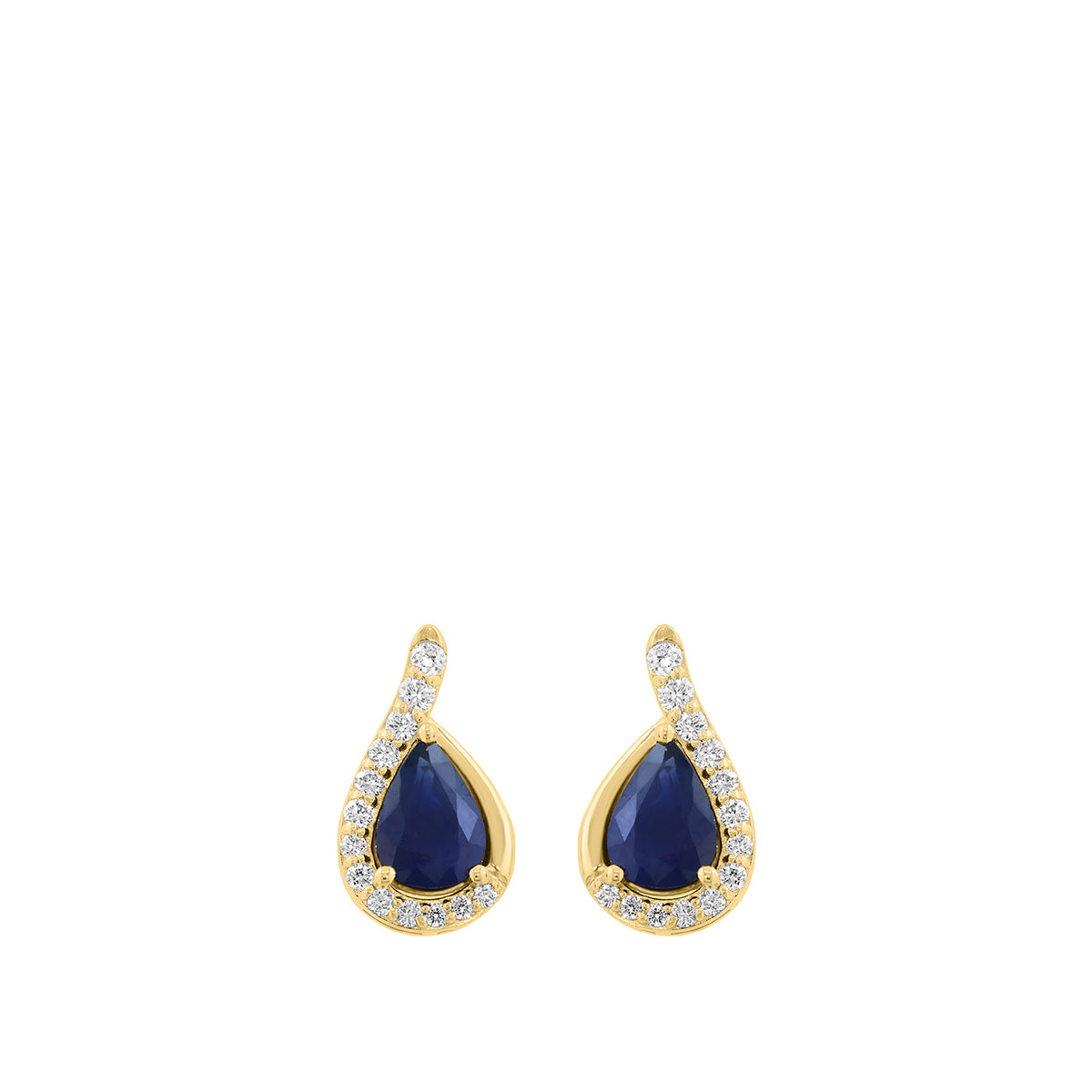 14k yellow gold effy pear-shaped sapphire and diamond halo earrings with 1/5 ct. tw. diamonds