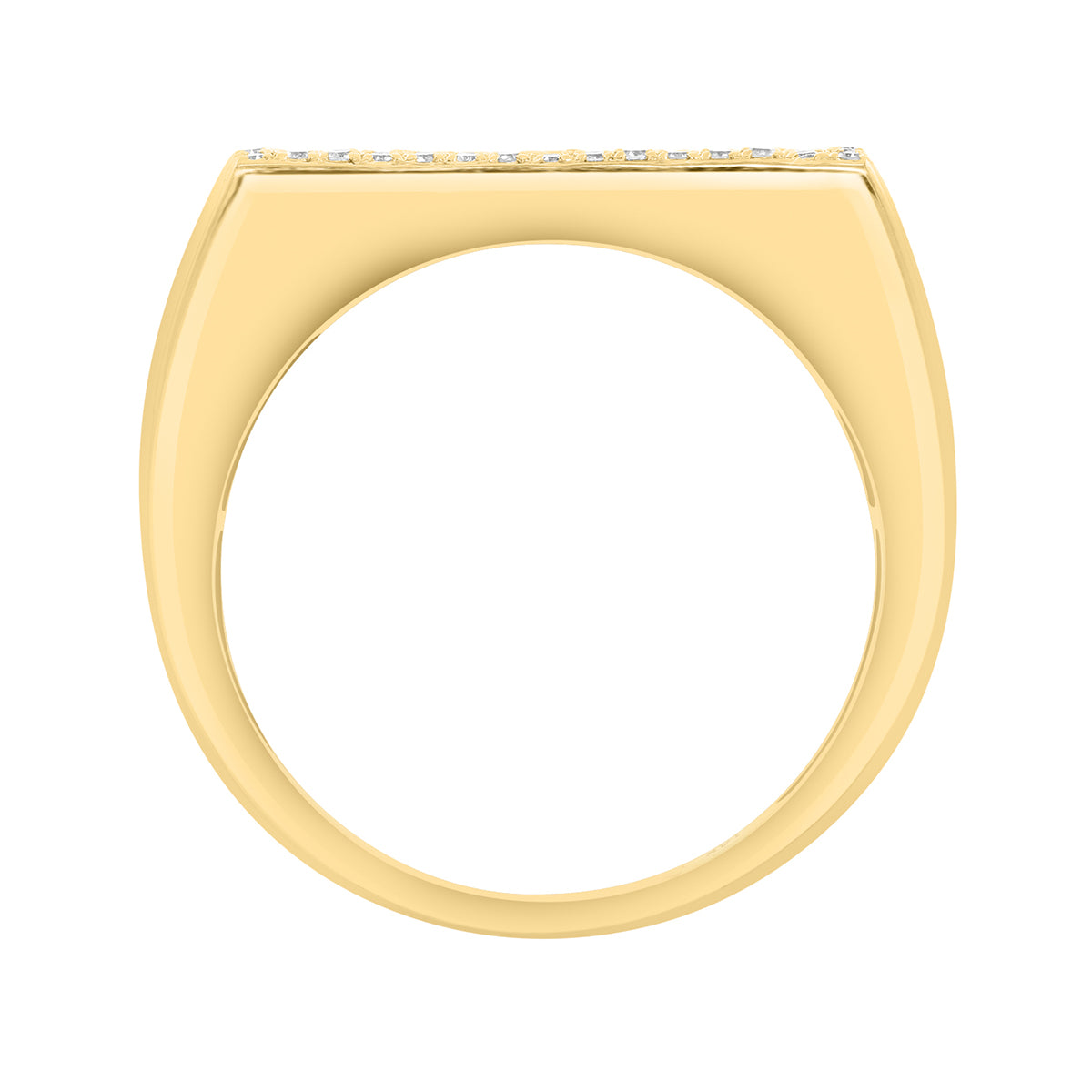 princess cut ruby 1/8 ct. diamond halo Effy signet ring in 14K yellow gold alt 2