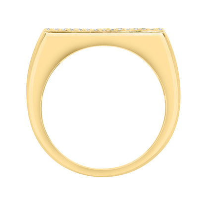princess cut ruby 1/8 ct. diamond halo Effy signet ring in 14K yellow gold alt 2