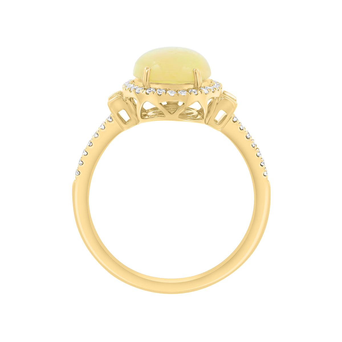 14K yellow gold oval opal and 1/5 ct. tw. diamond EFFY ring