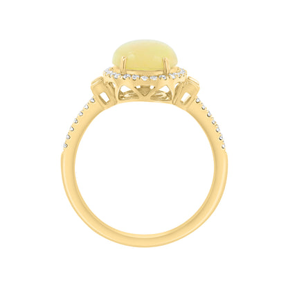 14K yellow gold oval opal and 1/5 ct. tw. diamond EFFY ring