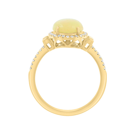 14K yellow gold oval opal and 1/5 ct. tw. diamond EFFY ring