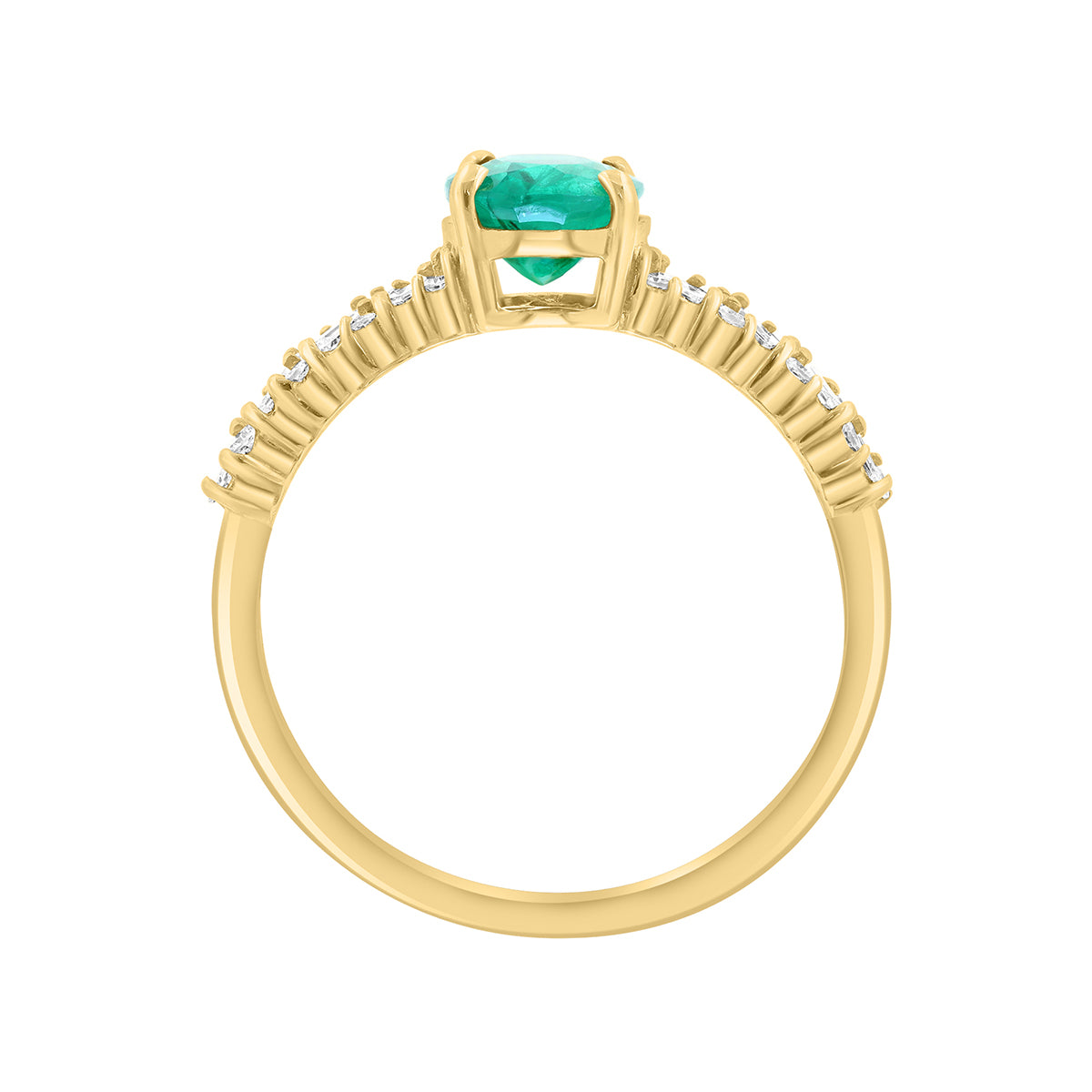 oval emerald 1/4 ct. baguette and round diamond Effy ring in 14K yellow gold alt