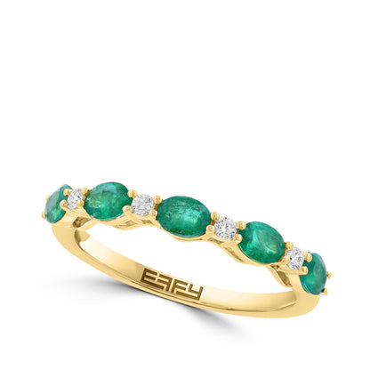 marquise emerald diamond accent Effy stackable ring in 14K yellow gold alt
