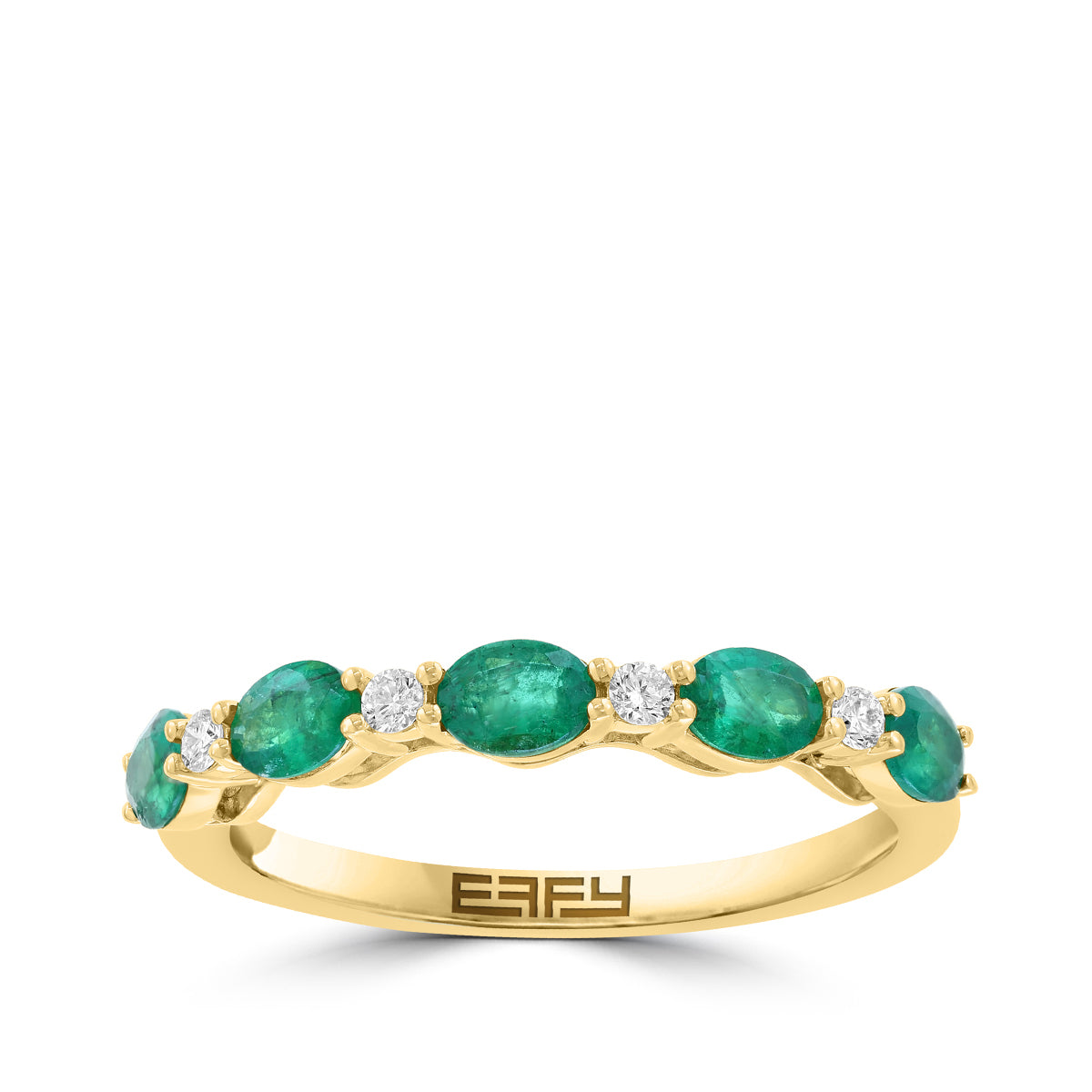 marquise emerald diamond accent Effy stackable ring in 14K yellow gold