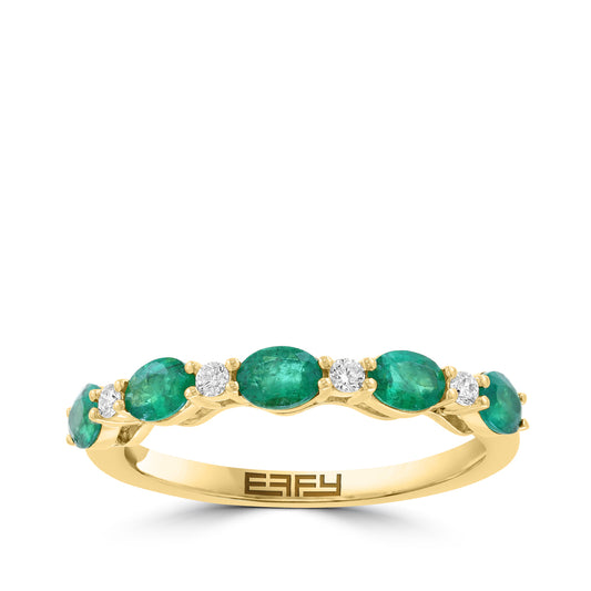 marquise emerald diamond accent Effy stackable ring in 14K yellow gold