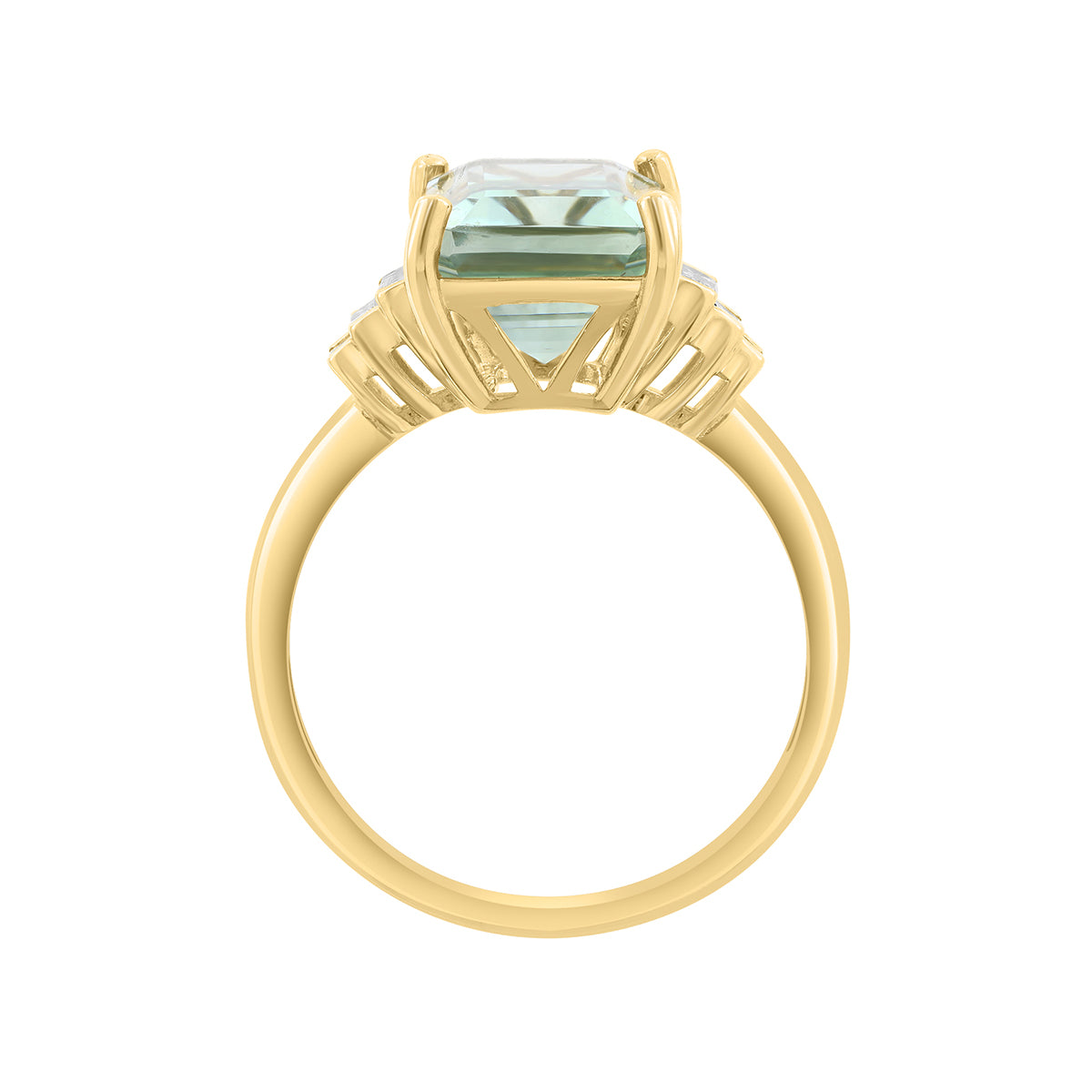 emerald cut green amethyst 1/4 ct. baguette diamond Effy ring in 14K yellow gold alt 2