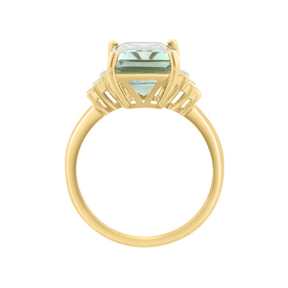 emerald cut green amethyst 1/4 ct. baguette diamond Effy ring in 14K yellow gold alt 2