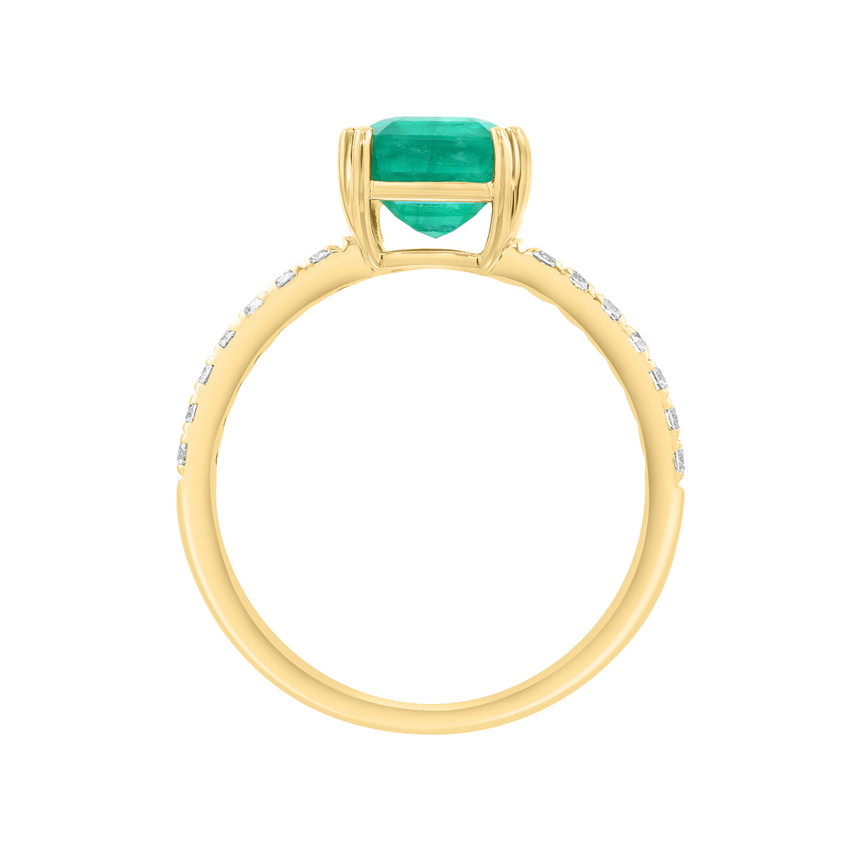 emerald cut emerald 1/5 ct. diamond created white sapphire Effy ring in 14K yellow gold alt 2
