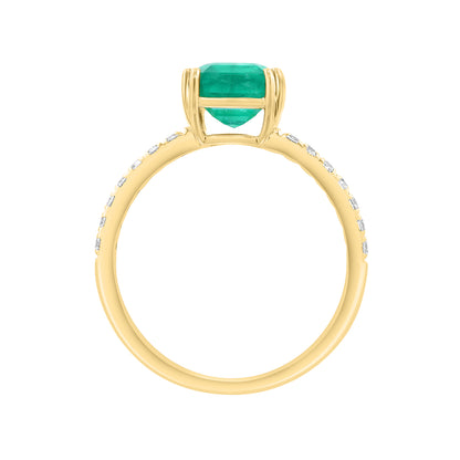 emerald cut emerald 1/5 ct. diamond created white sapphire Effy ring in 14K yellow gold alt 2