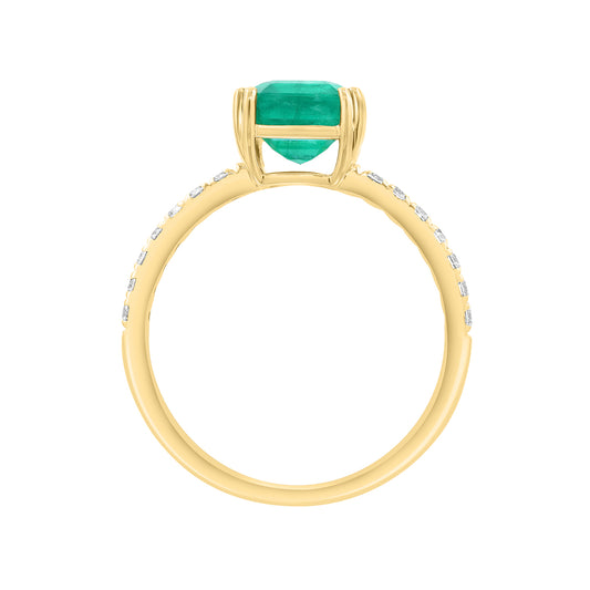 emerald cut emerald 1/5 ct. diamond white sapphire Effy ring in 14K yellow gold alt 2