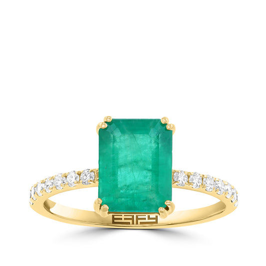 emerald cut emerald 1/5 ct. diamond white sapphire Effy ring in 14K yellow gold