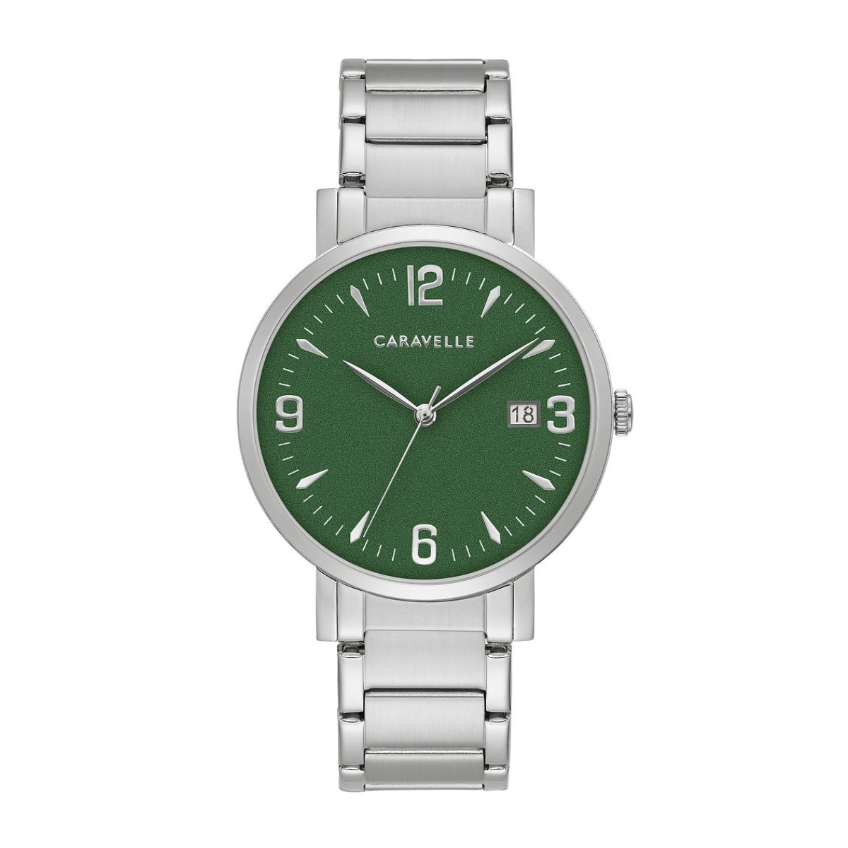 Caravelle Men's Dress Stainless Steel Watch with Green Dial