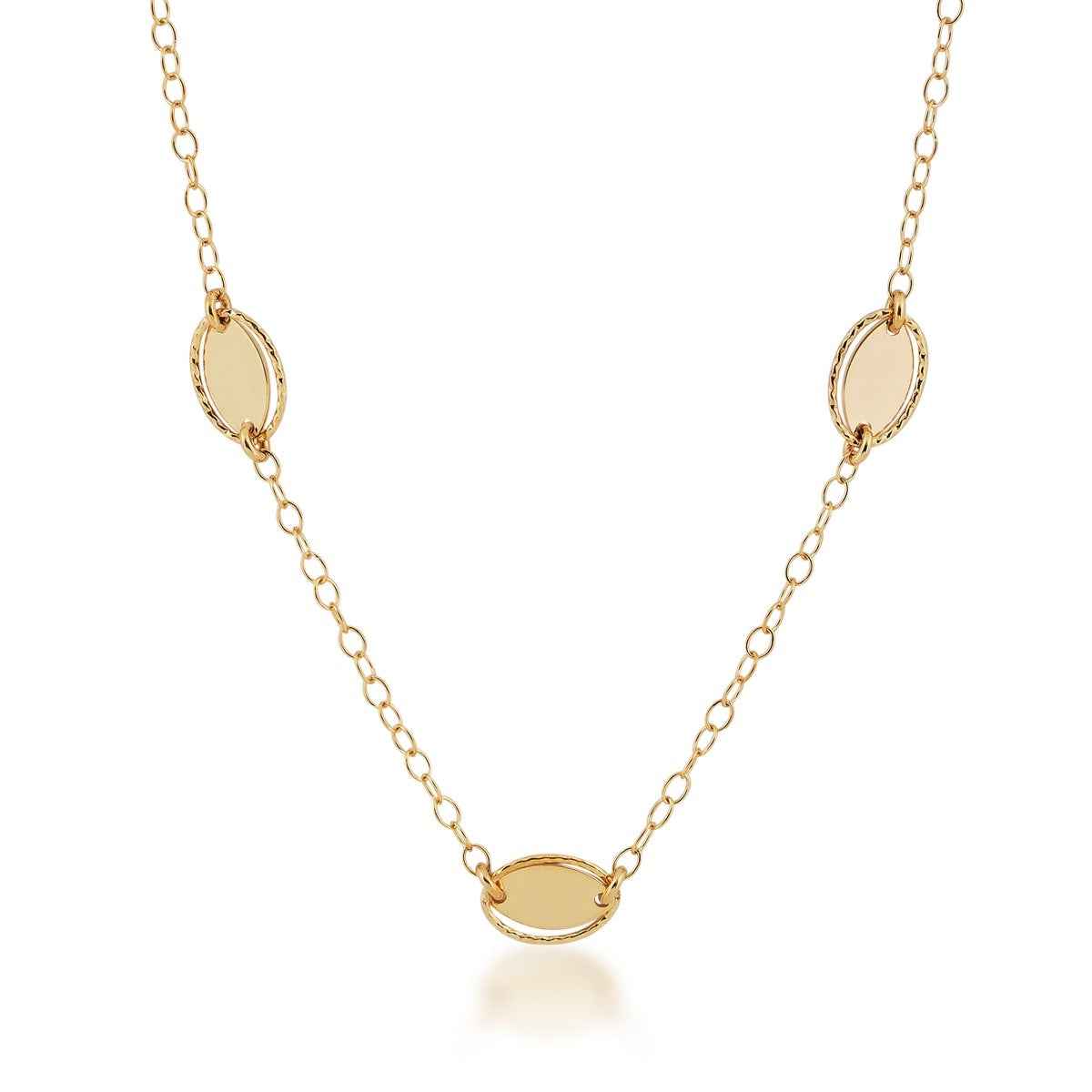 18-inch Oval Disc Fashion Necklace in 10K Yellow Gold
