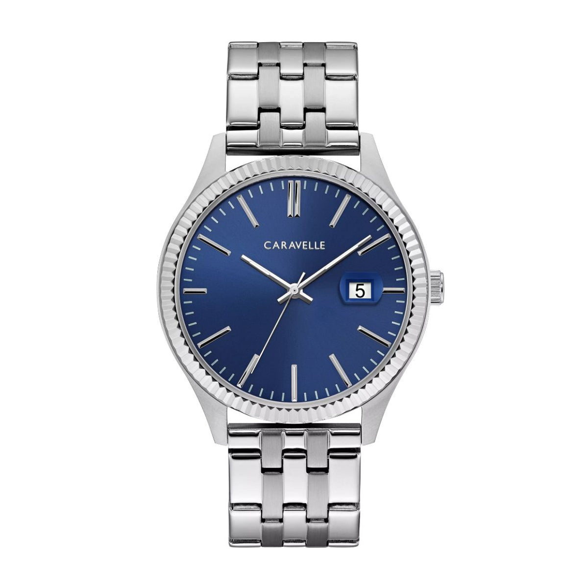 Caravelle Men's Dress Stainless Steel Watch with Blue Dial