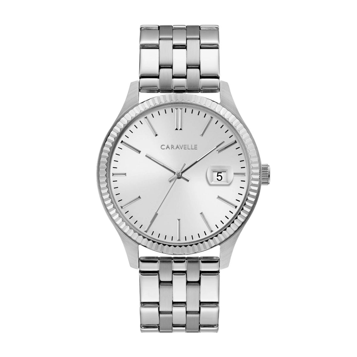 Caravelle Men's Dress Stainless Steel Watch with Silver Dial