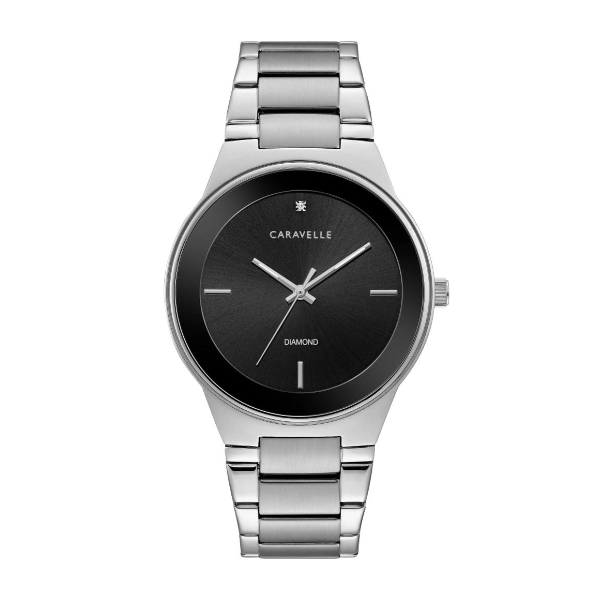 Caravelle Men's Modern Stainless Steel Watch with Black Dial