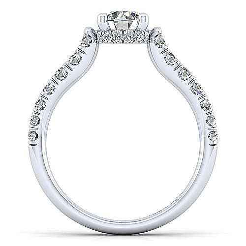 Gabriel & Co. .48 ct. Round Semi-Mount Engagement Ring with Drop Halo Design in 14K White Gold front view