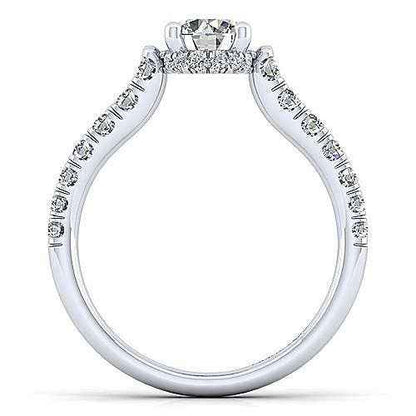 Gabriel & Co. .48 ct. Round Semi-Mount Engagement Ring with Drop Halo Design in 14K White Gold front view