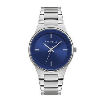 Caravelle Men's Modern Stainless Steel Blue Dial Watch & Bracelet Set