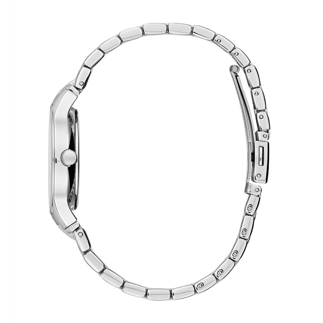 Caravelle Ladies' Modern Stainless Steel Watch with Black Dial front view