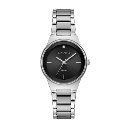 Caravelle Ladies' Modern Stainless Steel Watch with Black Dial