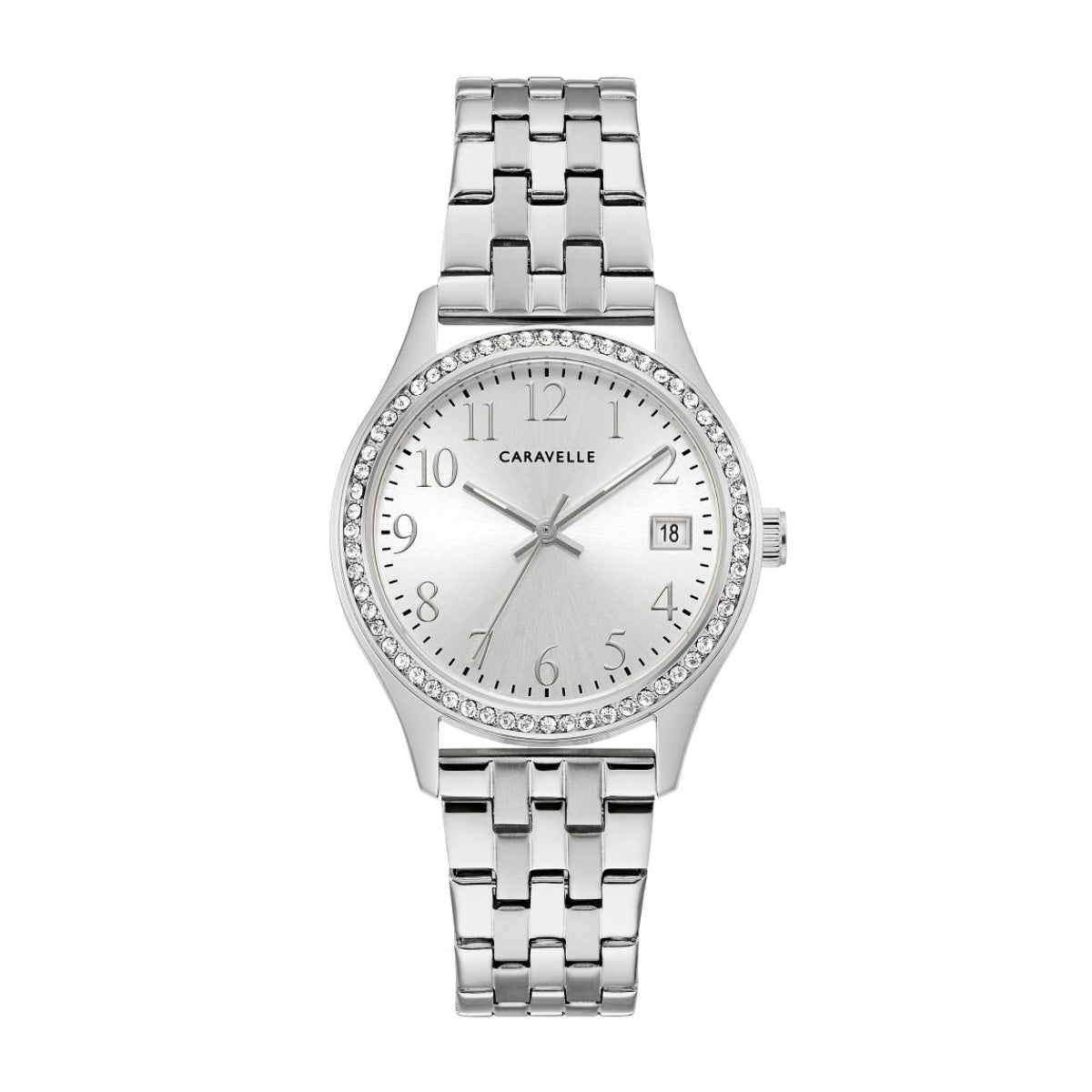 Caravelle Ladies' Classic Stainless Steel Crystal Accent Watch & Bracelet Set