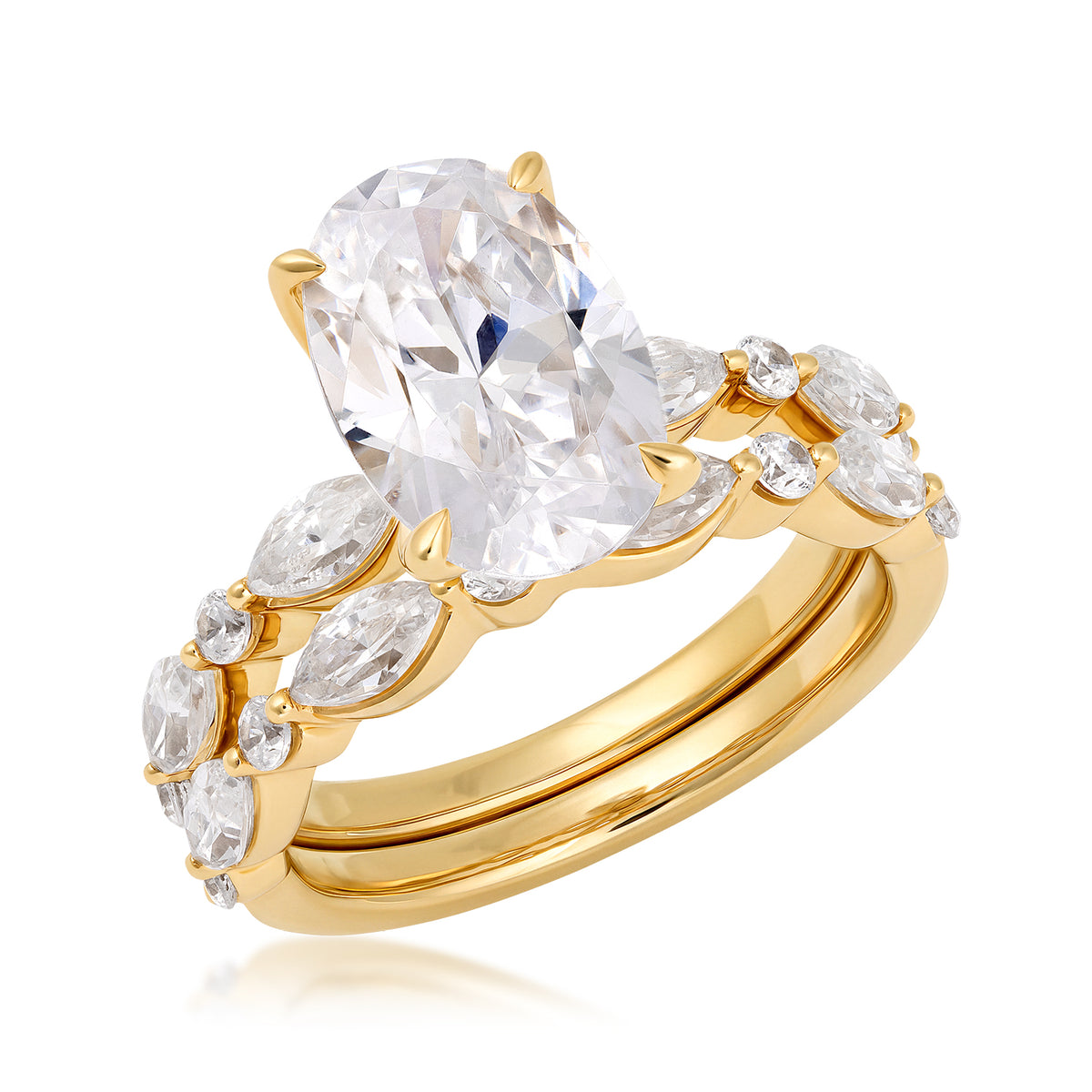 18K yellow gold Above Love 4 ct. tw. oval lab-grown diamond wedding set