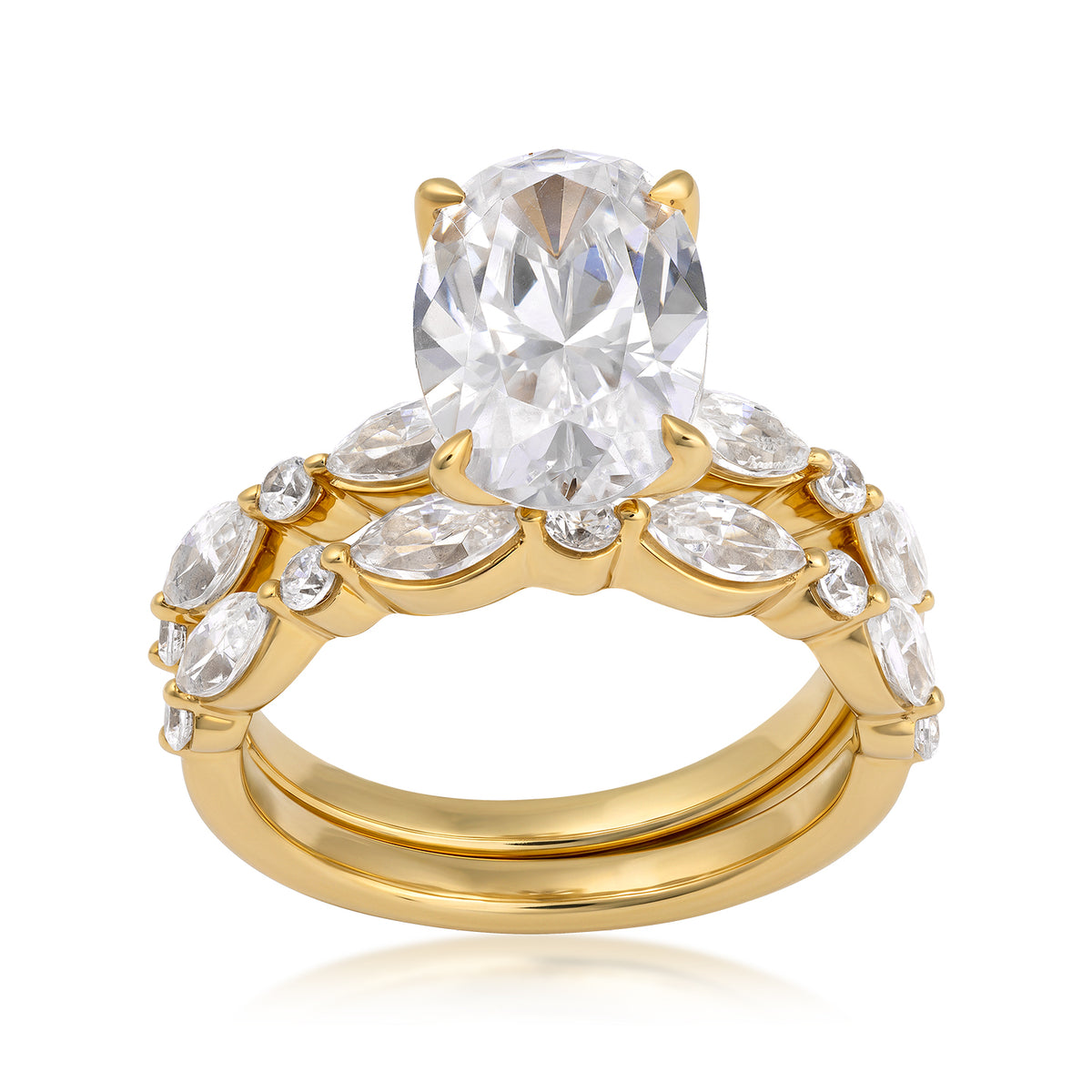 18K yellow gold Above Love 4 ct. tw. oval lab-grown diamond wedding set